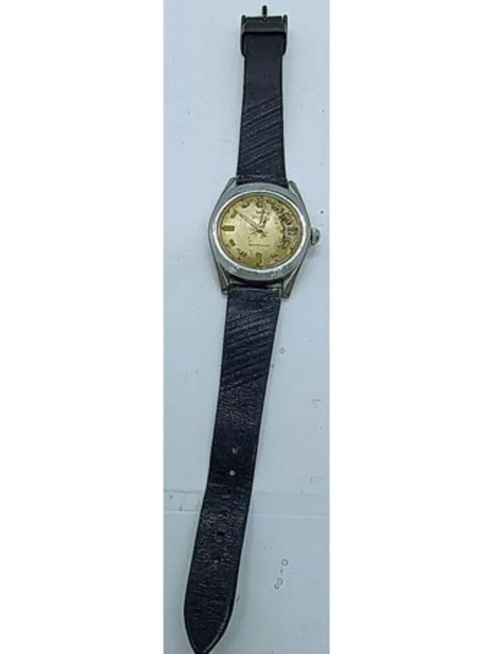 Vintage Waltham Men's Watch Gold Dial Date Not Running For Parts Or Repair